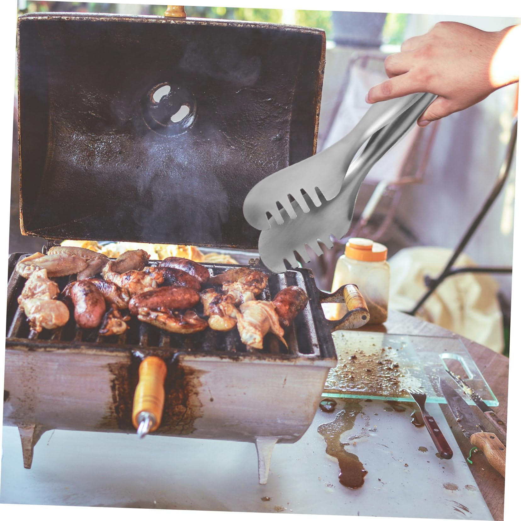 Garneck Sándwich De Pan Pinzas De Cocina De Acero Inoxidable Para Carne Barbacoa y Pan Pinzas Para Alimentos De Cocina Para Hornear Uso y Barbacoa