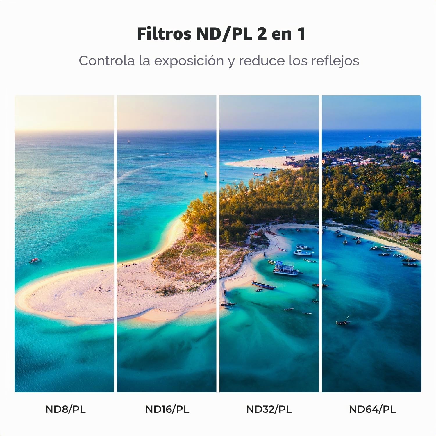 K&F CONCEPT Paquete de 4 Filtros ND/PL compatibles con dji Mavic 4 Pro, ND8/PL ND16/PL ND32/PL ND64/PL, Polarizador de Densidad Neutra Vidrio HD Multicapa Accesorios para Dron, Sin Tinte y Reflejos