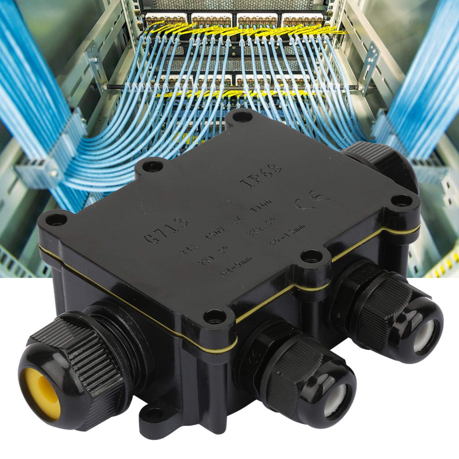 Outdoor Junction Box,2 Way/3Way/4Way IP68 Waterproof Junction Box Electrical Enclosure Cable Connecting Terminal Block(4way)