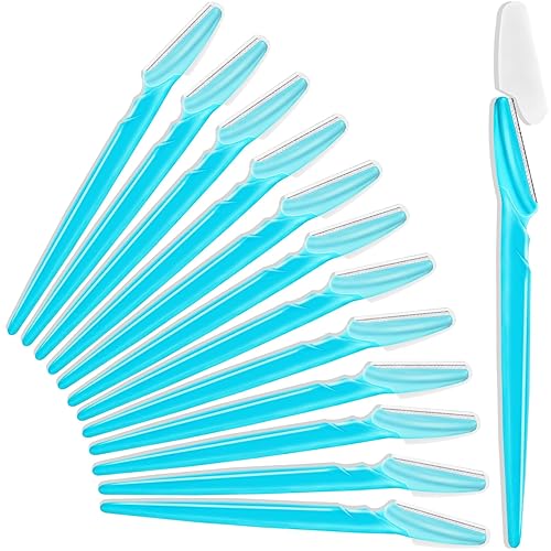 Miniatura 15 de 12 maquinillas de afeitar para cejas, multiusos, herramientas exfoliantes de dermaplaning, recortadora de cejas con cubierta de seguridad, Negro