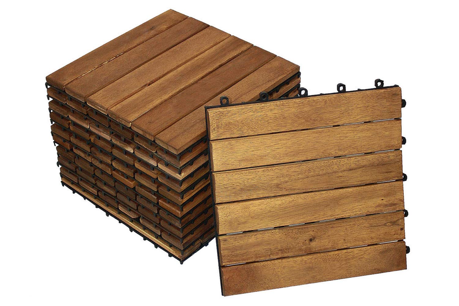 SAM Terrassenfliese 01, Akazienholz, geölt, 44 Fliesen für 4m², 30x30cm | Bodenbelag, Garten- Klickfliesen