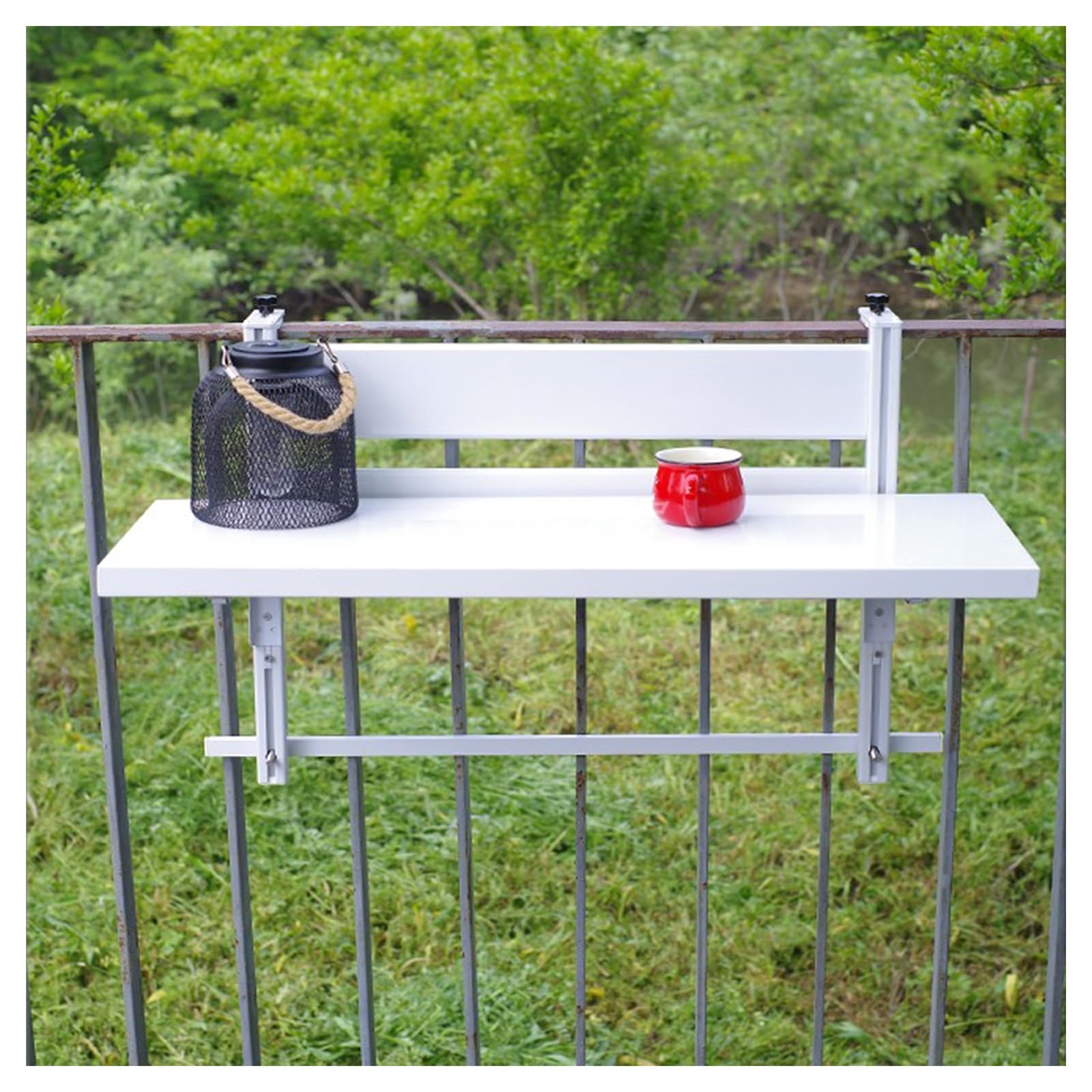 Escritorio pequeño para patio y mesa balcón ajustable negra