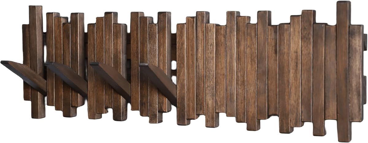Natural Wood Wall Mounted Piano Coat Rack