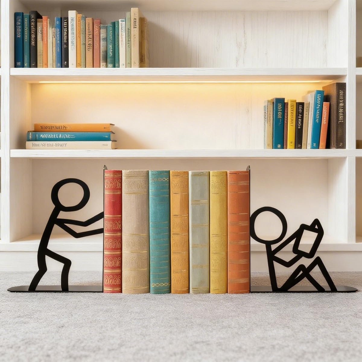 2 sujetalibros Decorativos de Metal – Lindo rincón de Lectura para Escritorio y estantería, Regalo para los Amantes de los Libros