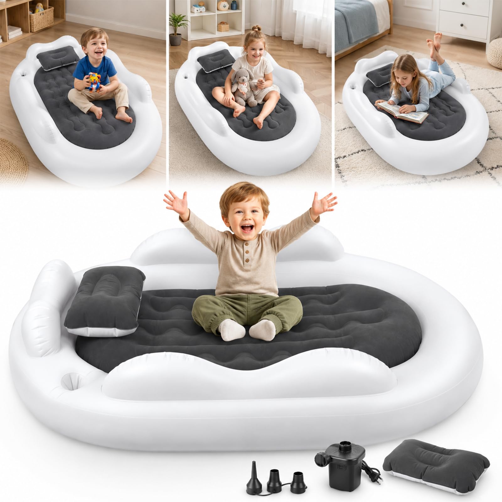 Colchón hinchable de 150 kg con bomba, cama infantil desmontable con