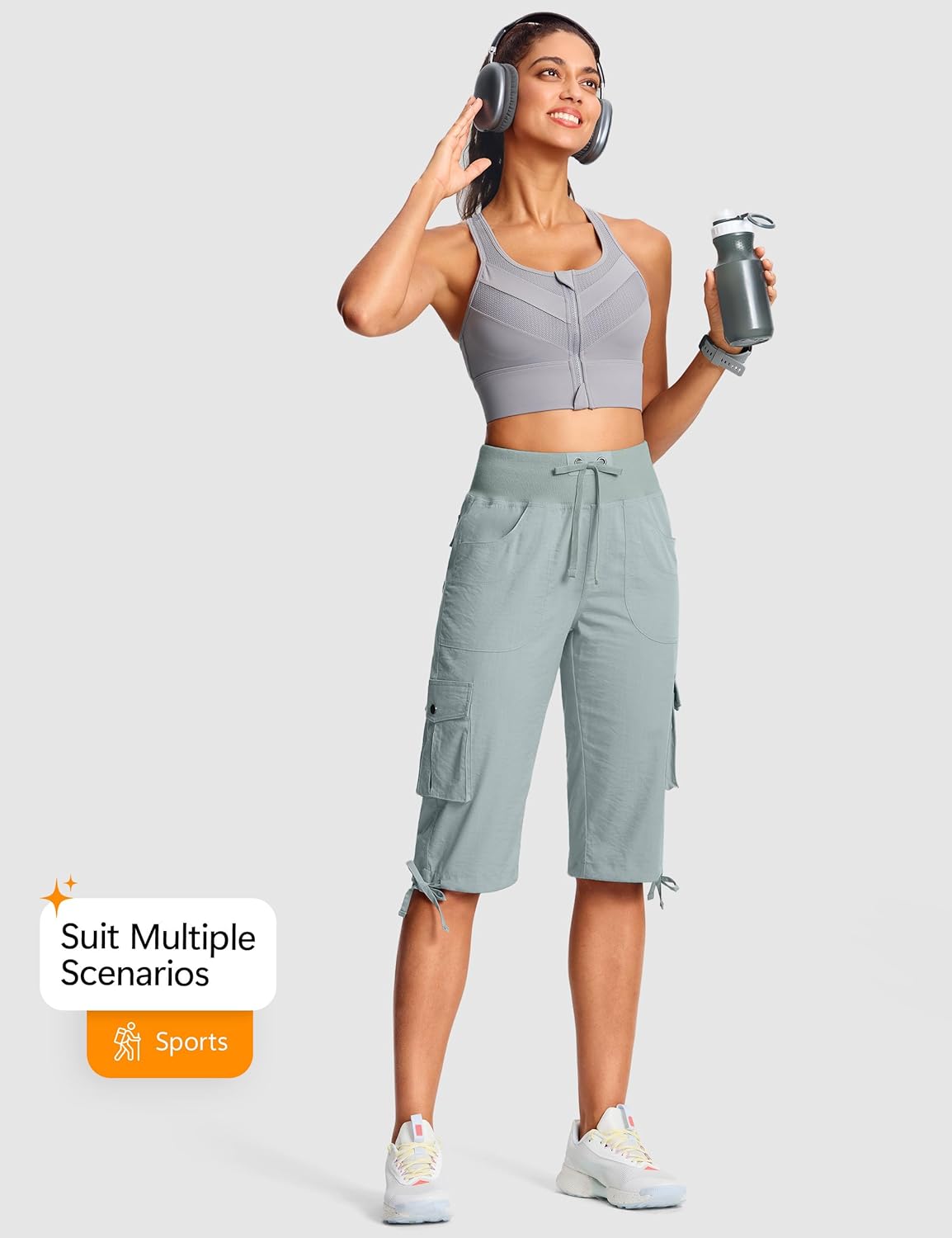 15"/ 18" Capri Pants for Women Cargo Hiking Pants Lightweight Women's Capris with 6 Pockets Summer Casual Travel - Image 6