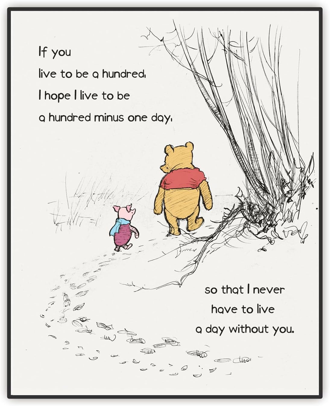 Nursery Wall Decor, Winnie Wall Art, If Ever There Is A Tomorrow, A. A. Milne the Pooh Quote Classic Poster, Encouragement Gift for Kids, Unframed Print (8"x10")
