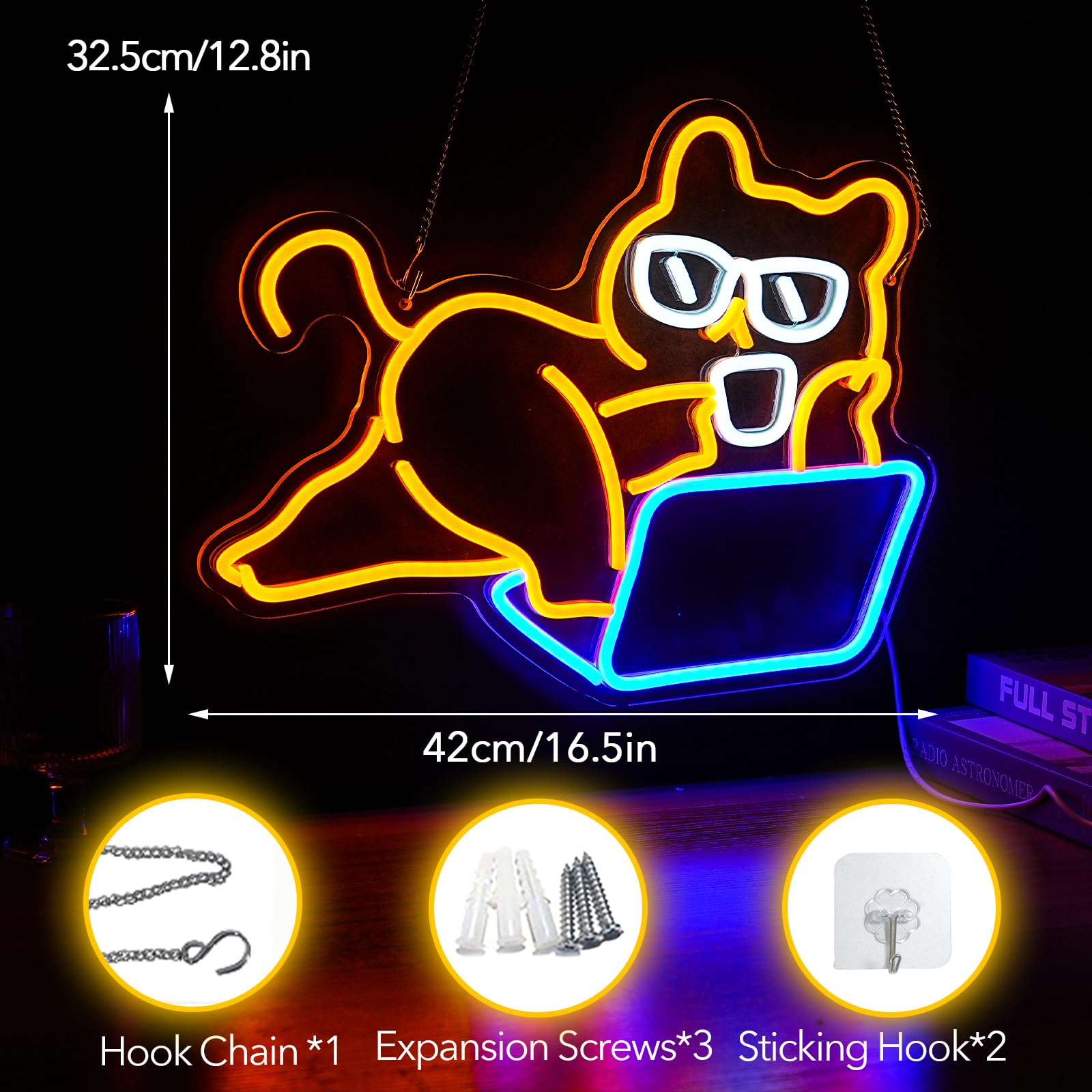 Amazon.co.jp: Lazy Cat ネオンサイン かわいい動物 ネオン