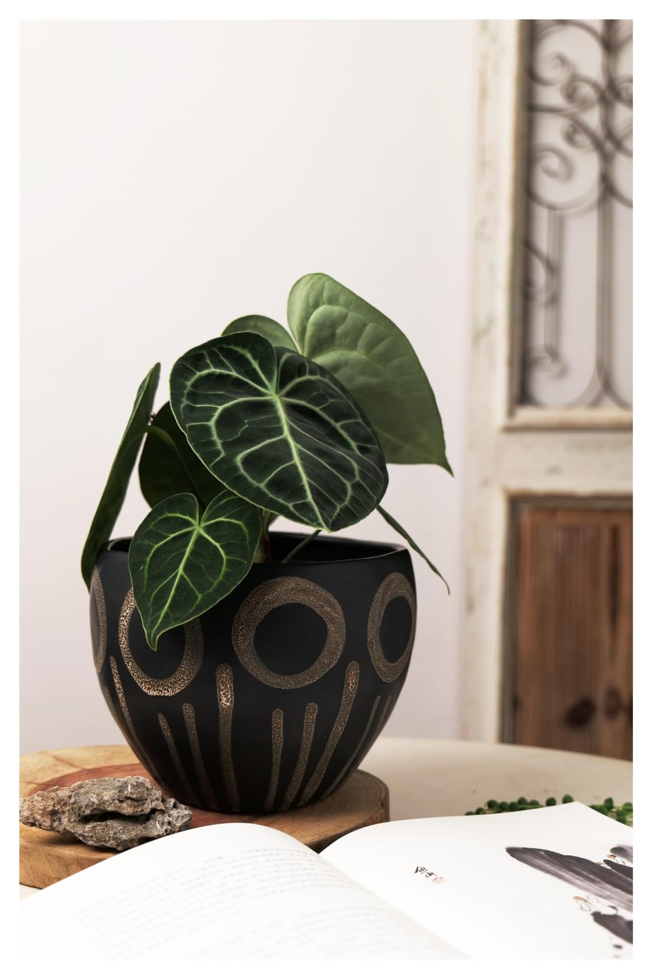 Donice ogrodowe Ceramiczna donica na rośliny odporna plamy, wewnątrz, zewnątrz, ręcznie malowany kwiat ozdobne
