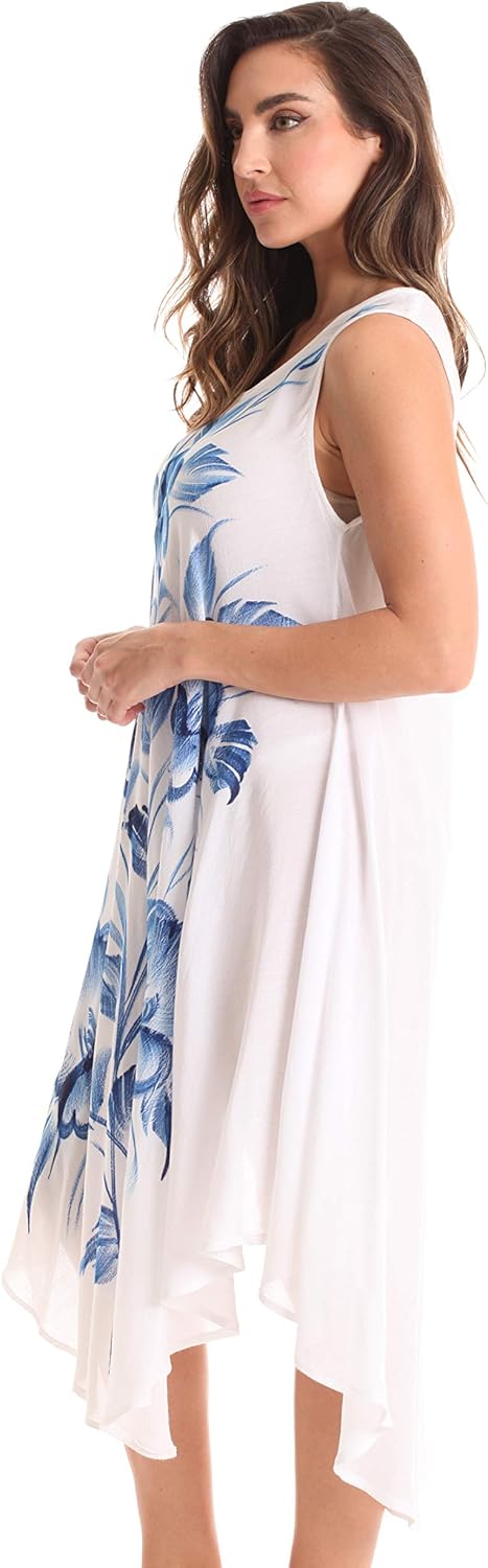 Riviera Sun Tie Dye Summer Dress with Floral Hand Painted Design - Image 2