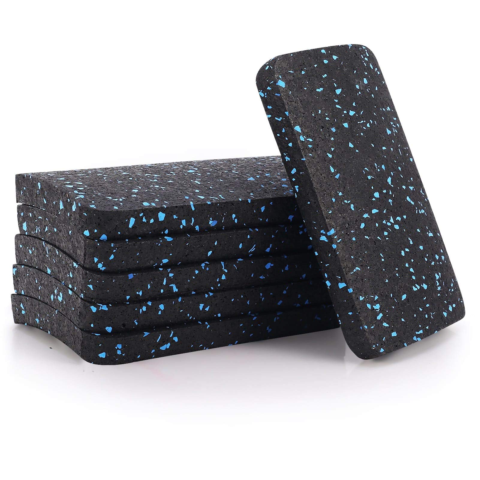 Treadmill Mat Pads, Exercise Equipment Mat with High Density Rubber for Protect Floors 4.7" x 3.2" x 0.5" (6 PCS) Black