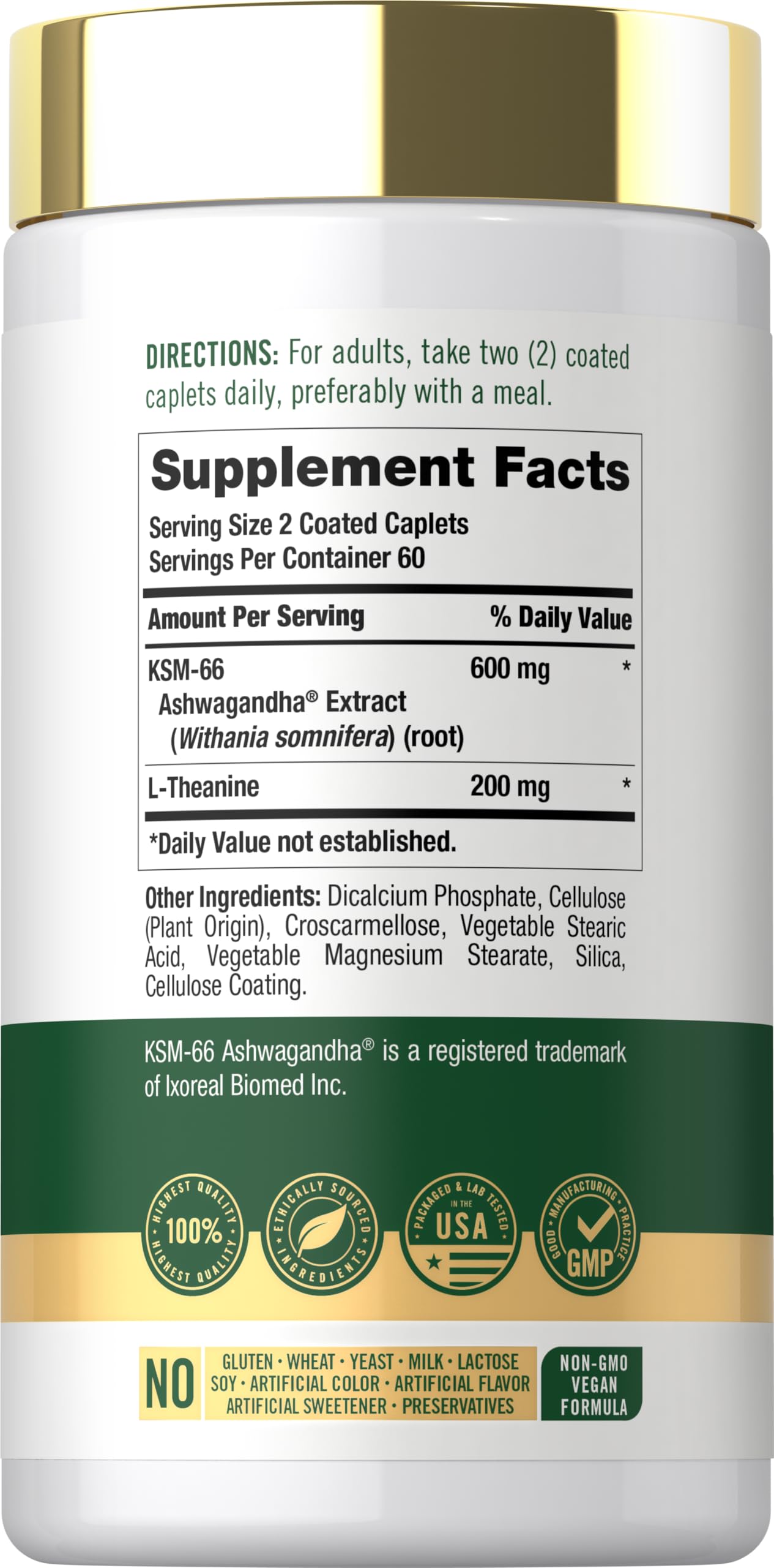 Carlyle KSM-66 Ashwagandha Root Extract 600mg | 120 Vegan Caplets — Amazon image 2