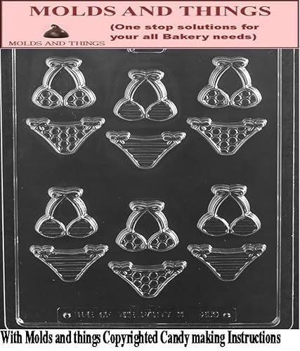 Bikni Top molde de chocolate y molde de caramelo de chocolate Bikni Bottom Tamaño de mordida Bikinis Molde de chocolate/jabón Wiith © instrucciones