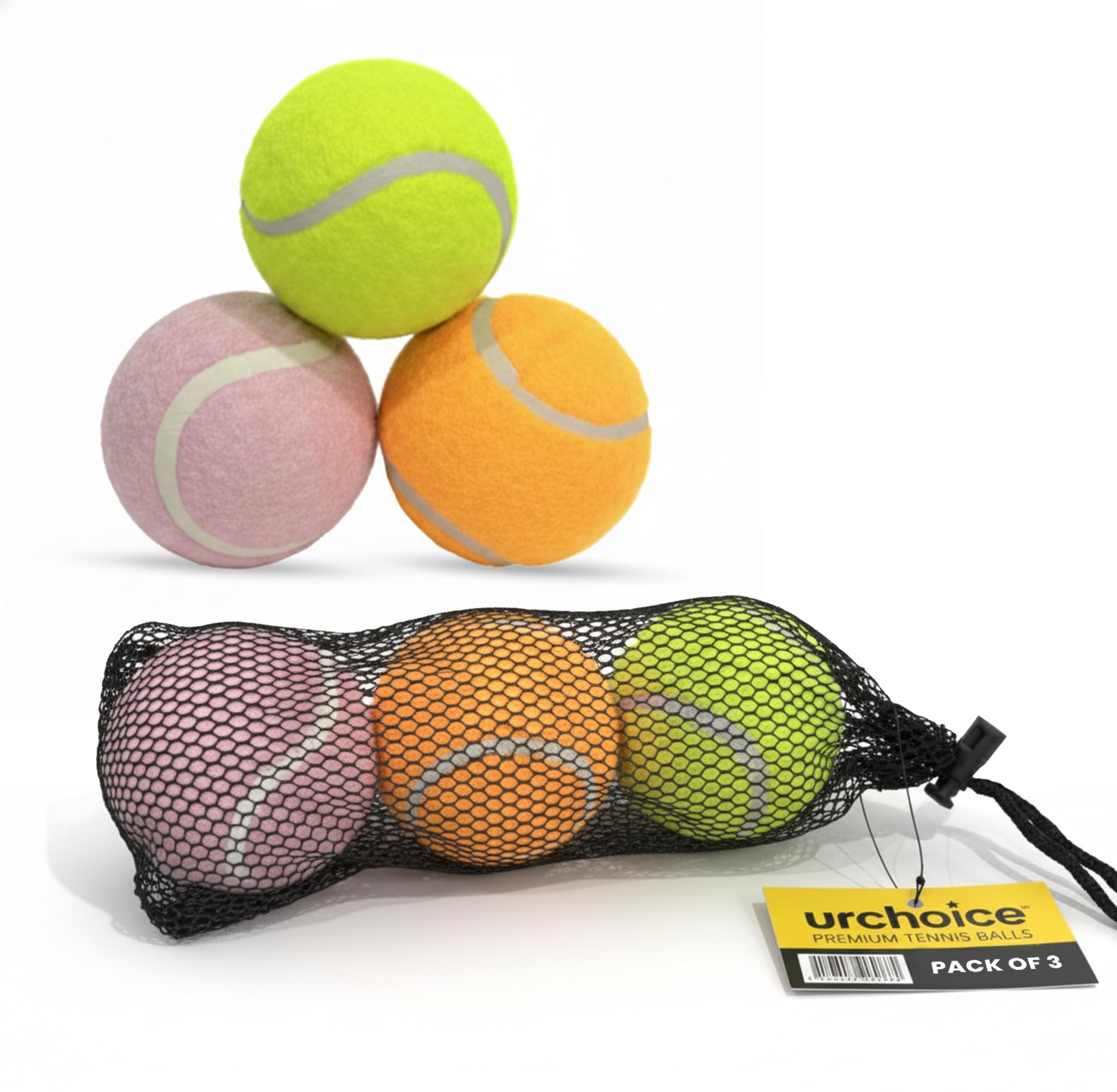 UR CHOICE Professional Tennis Balls - Pressure-less Training Exercise Rubber Balls - Durable & Soft Tennis Balls - Long Lasting Great Bounce - Perfect for Sports and Practice (Pack Of 2)