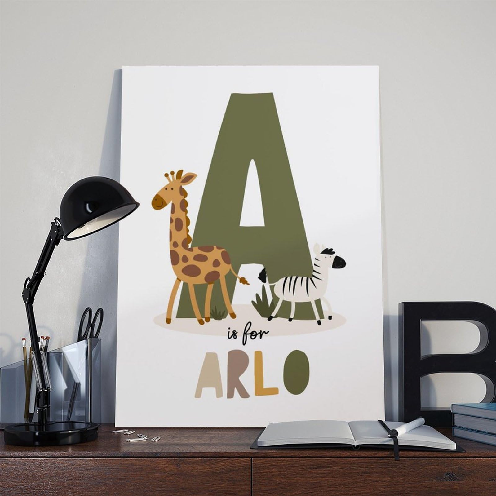 Poster sur toile avec thèmes éducatifs de l'alphabet de A à Z (12) - Décoration murale pour salon, chambre à coucher - 40 x 60 cm