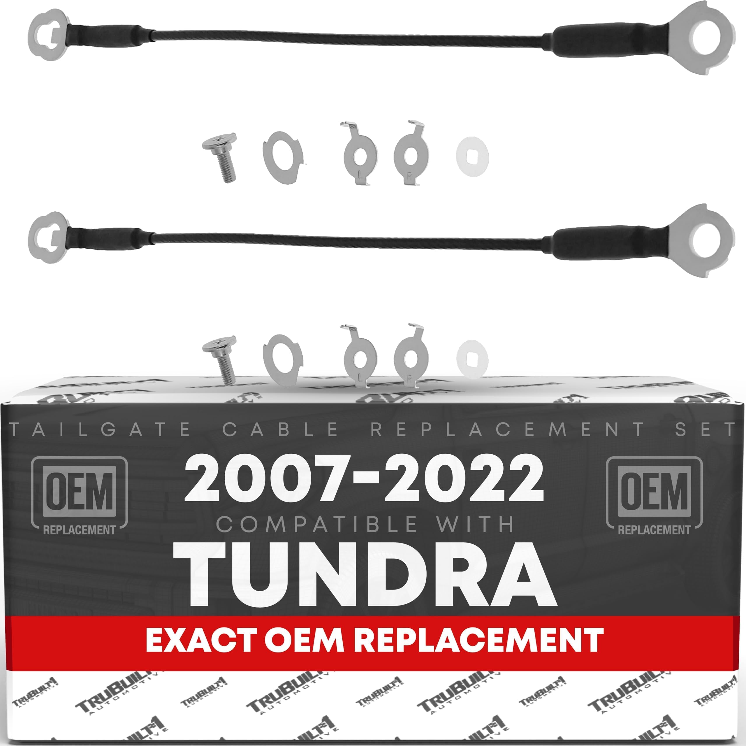 T1A Tailgate Cable Replacement Set, Rear Left & Right Side - Compatible with 2007-2022 Toyota Tundra - Tailgate Support Cable Straps, Metal 17 3/4"