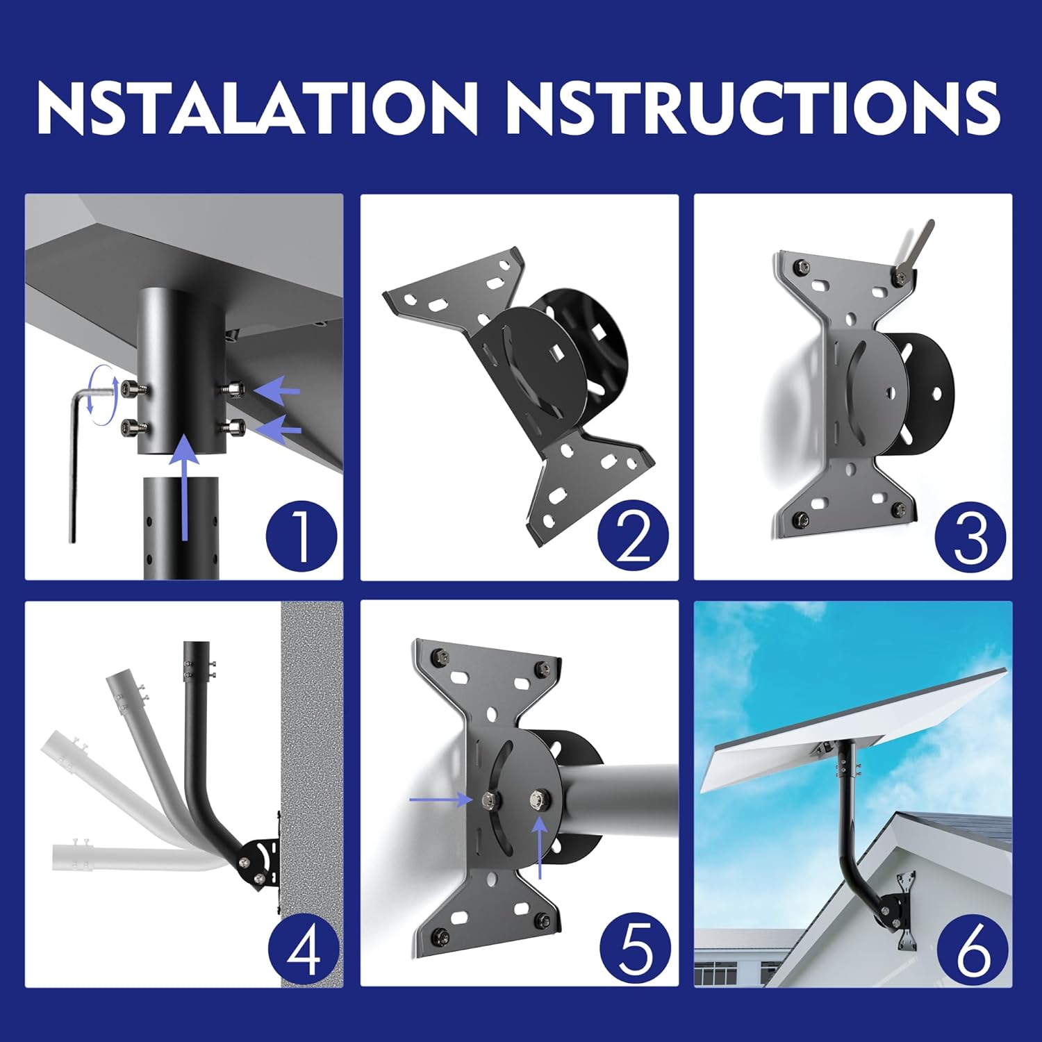 Starlink Gen 3 Mount, Adjustable Mounting Kit for V3 Standard Dish - Wall/Roof Mount with Gen 3 Pipe Adapter for Starlink Internet Kit Satellite
