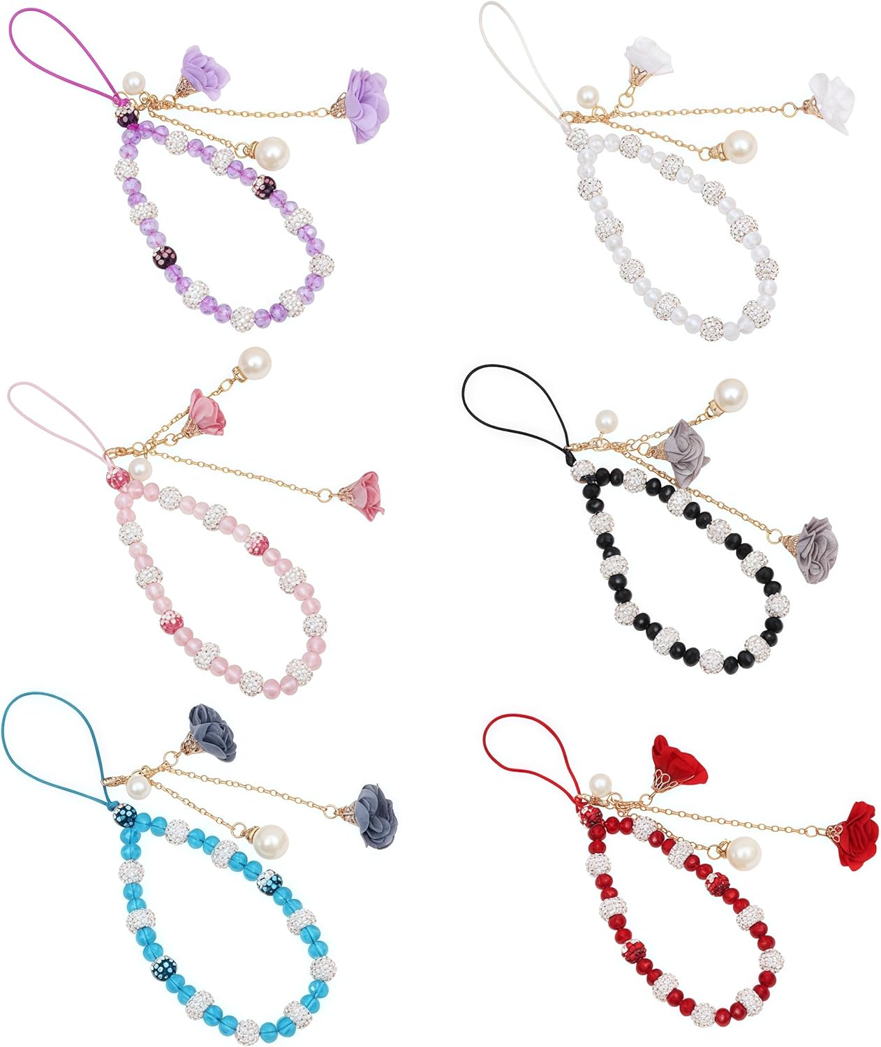3-9Pieces Cute Phone Charms Beaded Phone Strap Aesthetic CellPhone Keychain Cute Bear Butterfly Heart Cool PhoneCharm for Bag Keychain,Gift for Friends