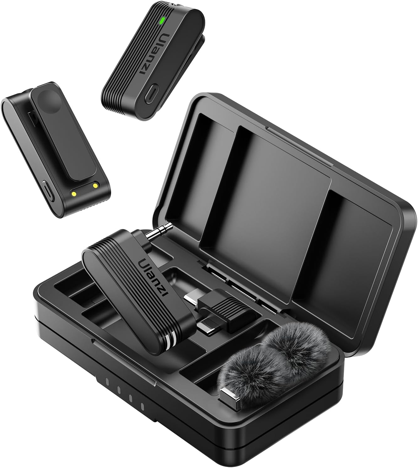 ULANZI A100 Wireless Lavalier Microphone Lapel Mic for Camera and Phone w USB C/3.5mm/Plug, 32KHz 16Bit, Noise Cancellation, 13.5-Hour Battery, Clip on Microphone for Video Podcast Vlog YouTube