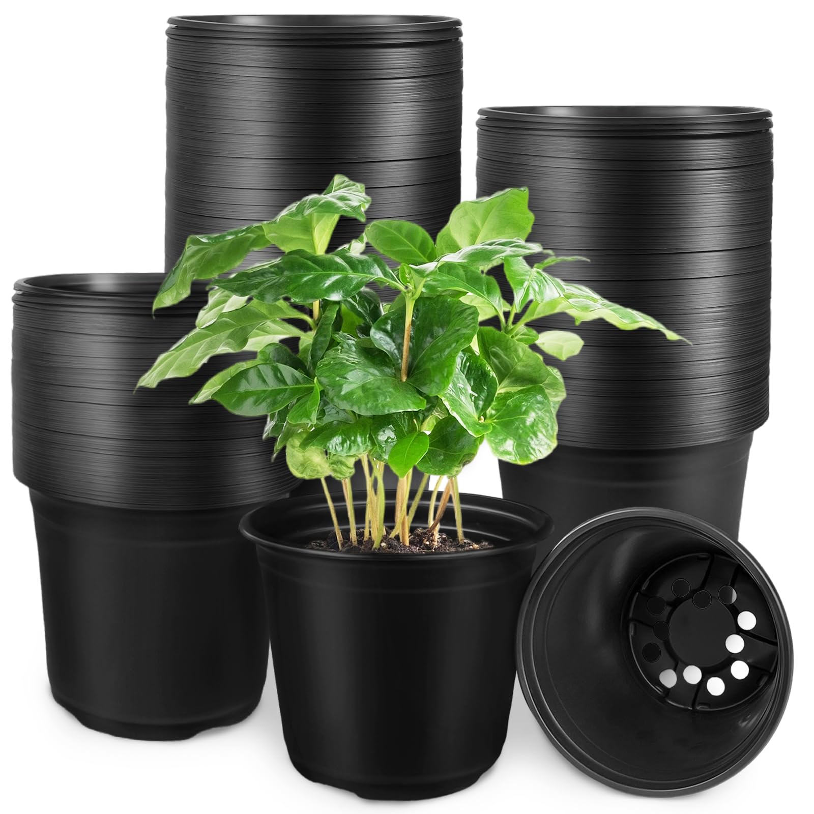 Anyumocz 120 Pack Black Nursery Pots