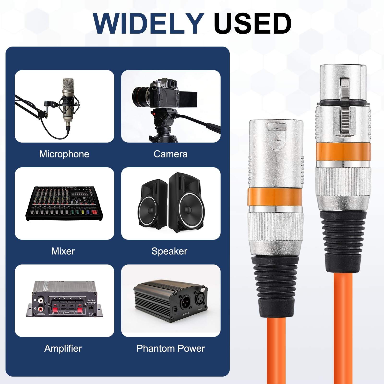 QUARKZMAN 6 Pcs Cables XLR, 6.5 Pies Cable De Micrófono XLR Macho A Hembra 3 Pines Accesorios De Micrófono Balanceado Parche Altavoz Para Estudios De Grabación En Viviente Mezclador