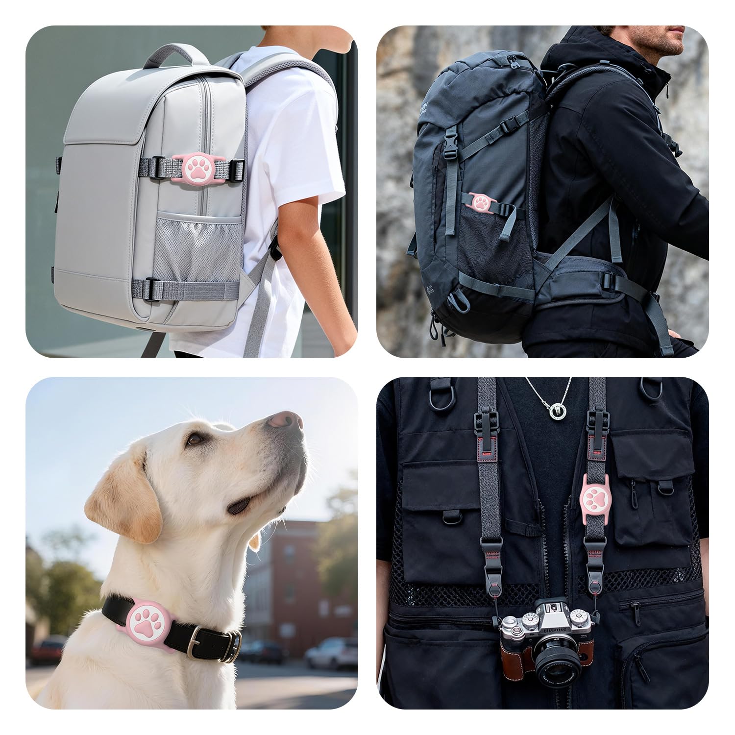 Soporte para collar de perro Airtag – Soporte impermeable IP68 para collar de perro, funda de silicona ligera y suave, ajuste ajustable para collares de mascotas de todos los anchos (rosa, 1