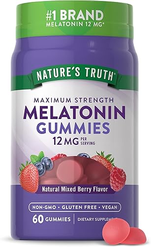 Nature's Truth Gomitas de melatonina 12 mg Sabor mixto de bayas Suplemento vegano, sin OMG y sin gluten