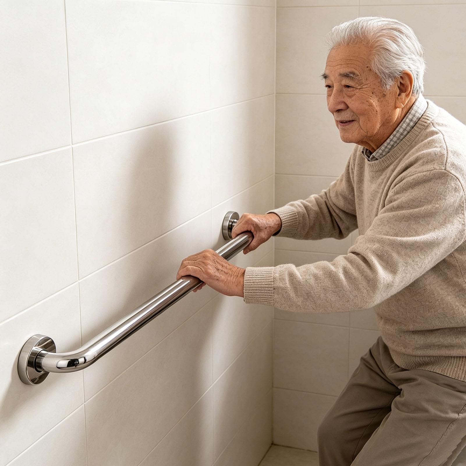 Barras agarre mango baño auxiliar acero inoxidable pared de baño de ducha