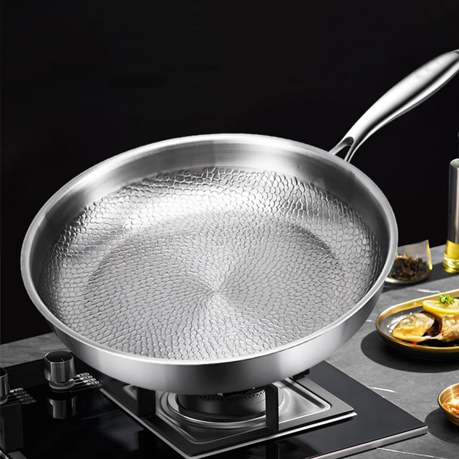 Tytanowe Patelnie Do Gotowania Ryba Naleśnik Sauté Searing | Tytanowy Zestaw Nieprzywierających Patelni, Pokrywka, Łopatka Do smażenia ów, ryb, naleśników na kemping i
