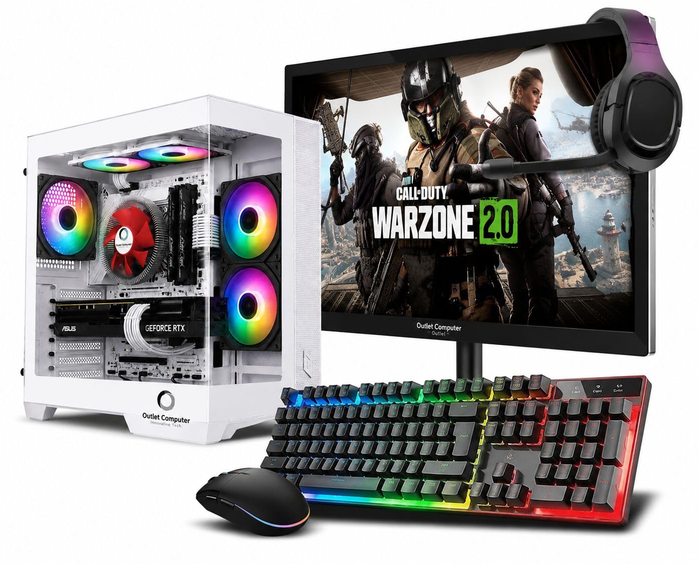 Outlet Computer Outsider PC Gaming BIANCO Completo CPU I7 - RAM 32GB - SSD 480GB - GeForce 4GB - Monitor 27"