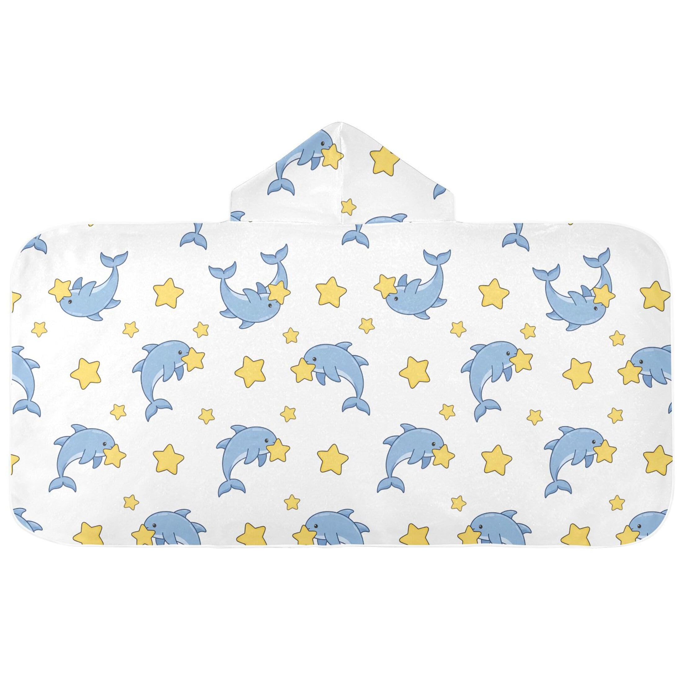 Fuauuyl Dolphin Star Hooded Baby Bath Towel Soft & Breathable Towel for Newborns Infants Toddlers, Nursery Essential