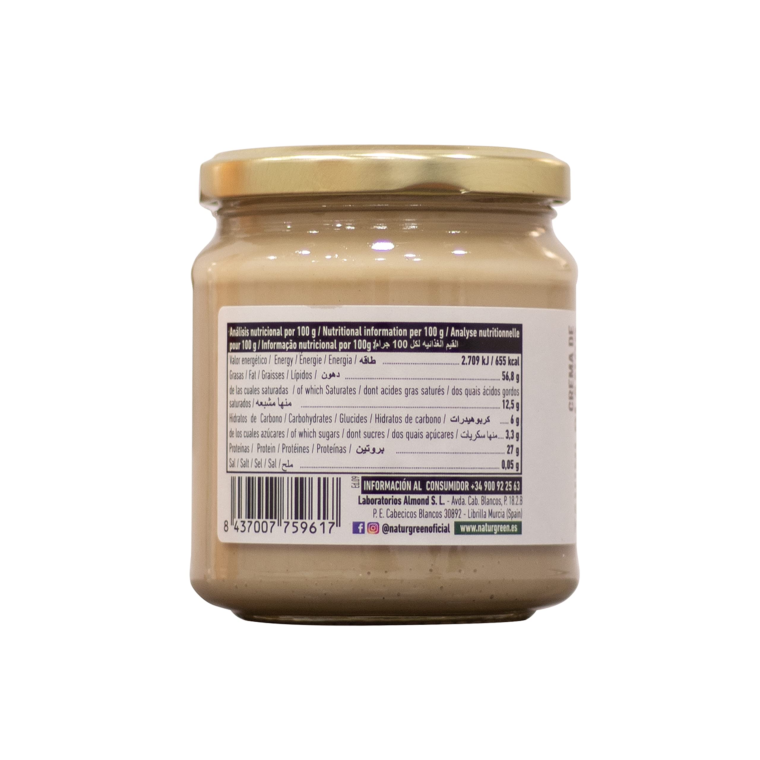 NaturGreen - Tahini Pasta de Sésamo Tostado Bio, Tahín Puré Ecológico, Elaborado con Semillas de Sésamo - 300 g
