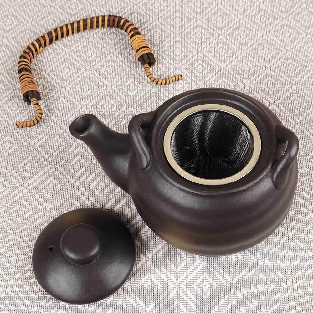 Amazon | ティーポット 土瓶 急須/黒備前ろくべえ土瓶 600cc /お茶