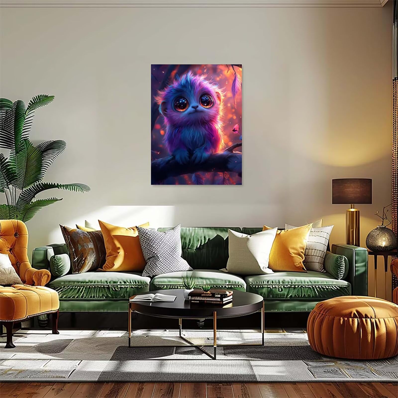 Malen Nach Zahlen Erwachsene mit Rahmen Tier Malen Nach Zahlen, DIY Basteln Erwachsene Niedlich Leinwand Bilder, Paint by Numbers Handgemalt Ölgemälde Kit, für Deko Wohnzimmer Geschenke 60x80cm 3-2605