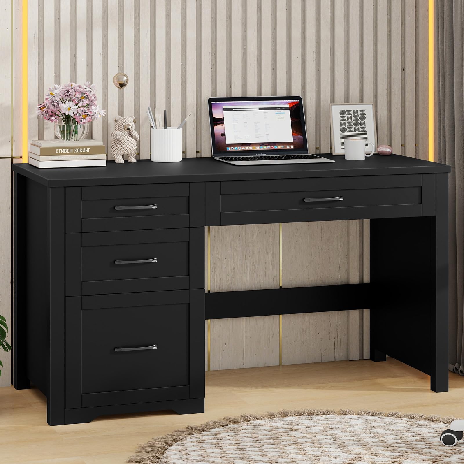 PCデスク BLACK Amazon.com: Halitaa Farmhouse 47