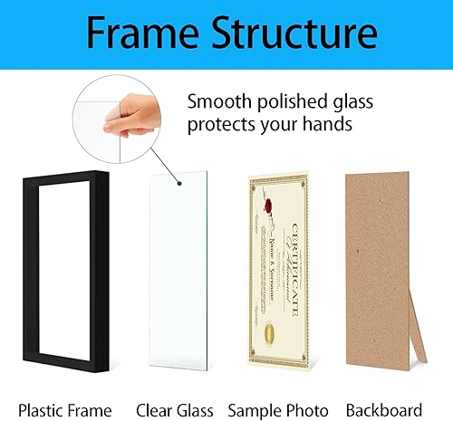 Miniatura 4 de Tasybox Marco de documentos de 8.5 x 11 pulgadas, marco de diploma de certificado con vidrio de alta definición, paquete de 5 marcos de fotos para