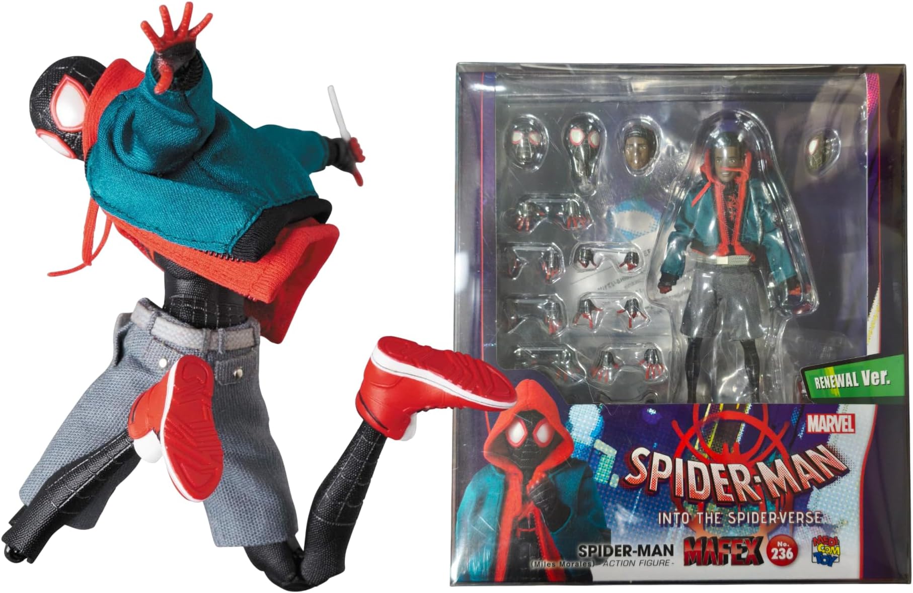 MEDICOM TOY MAFEX Spider-Man(Miles Morales) Renewal Ver. Includes Original Sturdy Protective case. Japan Import. Genuine Products.
