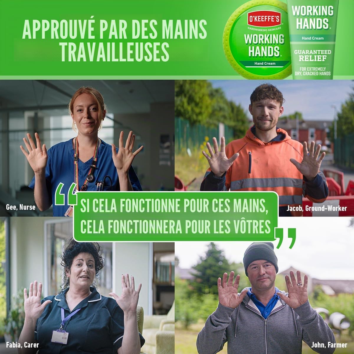 O'Keeffe's Working Hands, pot de 96 g (lot de 2) – Crème pour les mains extrêmement sèches et craquelées | Augmente instantanément les niveaux d'humidité, crée une couche protectrice et empêche la