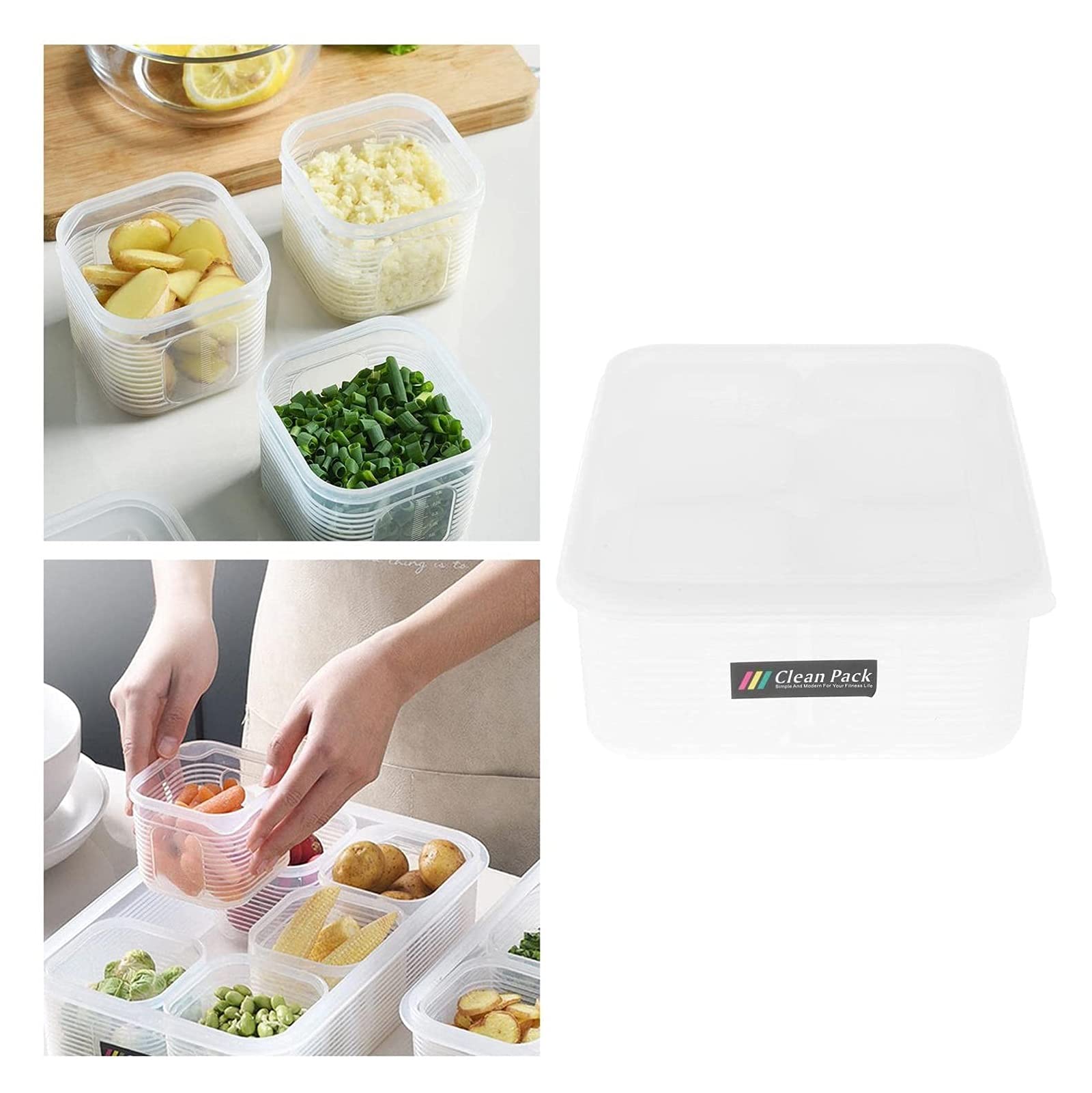 JSY Caja de almacenamiento de plástico con tapa, organizador de cocina, nevera, piezas y accesorios