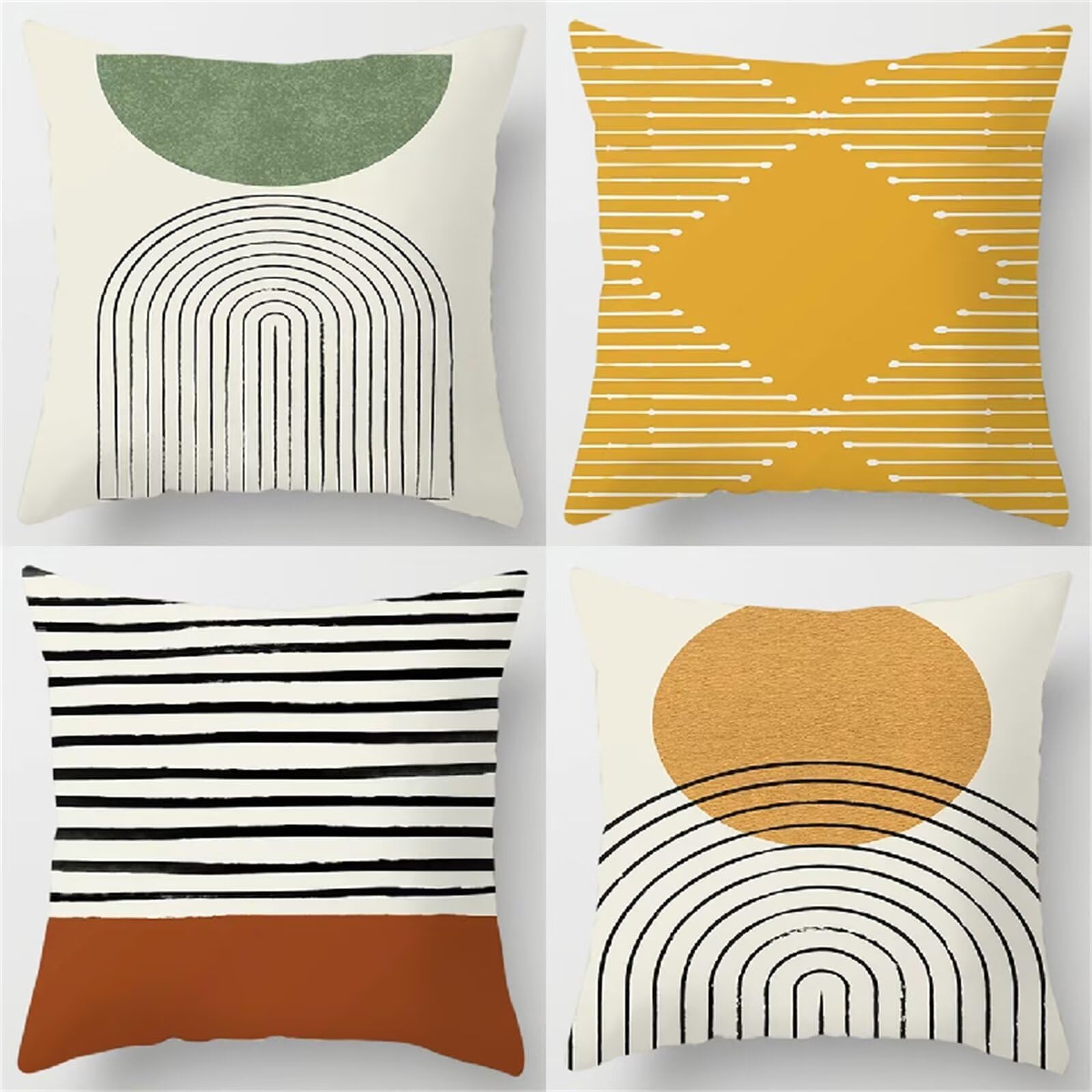 Poszewka na poduszkę zestaw 4 kolorowych poduszek 60 x 60 cm, miękka dwustronna poduszka na krzesło z ukrytym zamkiem błyskawicznym abstrakcyjna dekoracja sofy sypialnia salon ogród fotel łóżko N-153