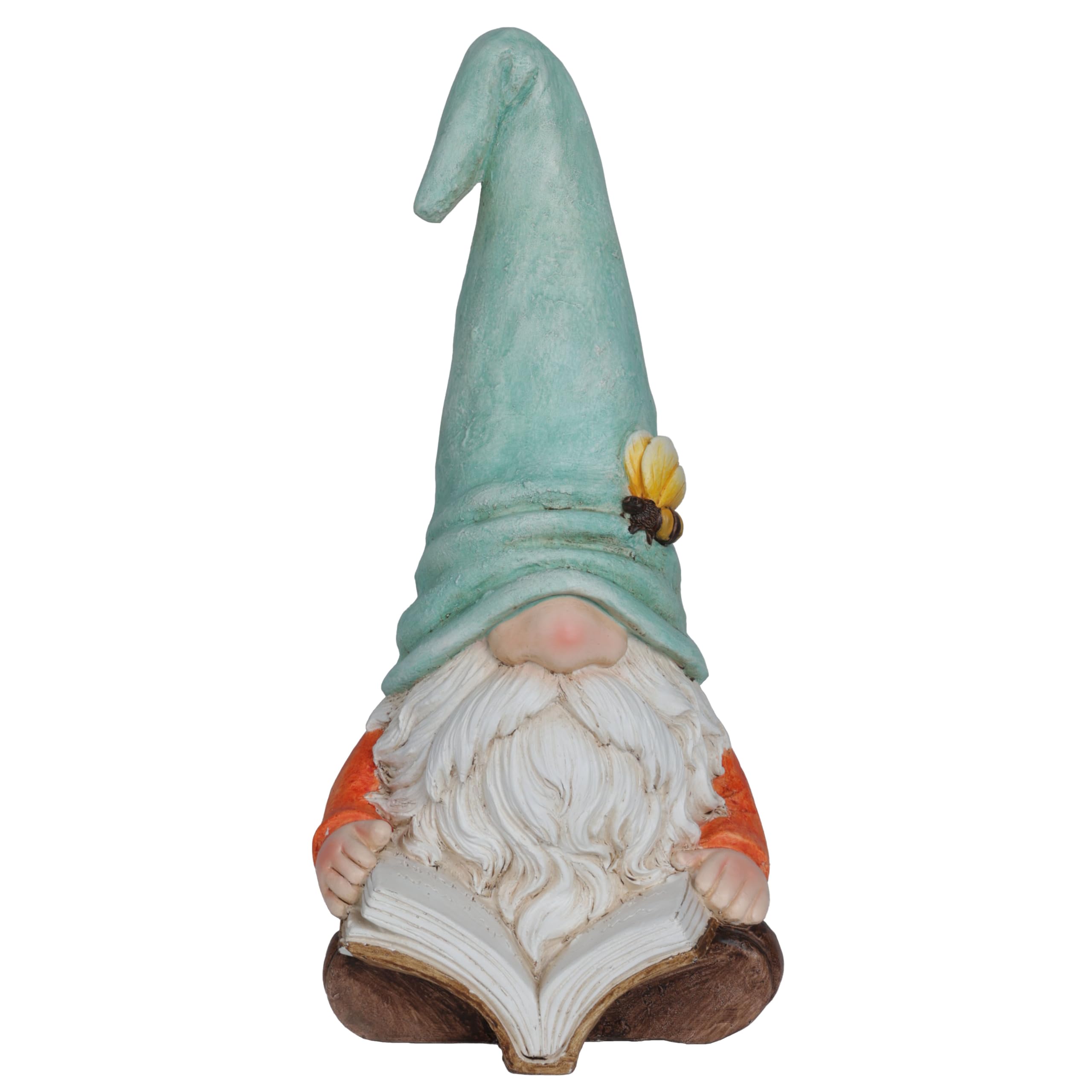 Alpine Corporation MCC844 GNOME intérieur/extérieur Lecture d'une Statue de Jardin de Livre, Statue de GNOME Charmant avec Chapeau, 20" H, Turquoise