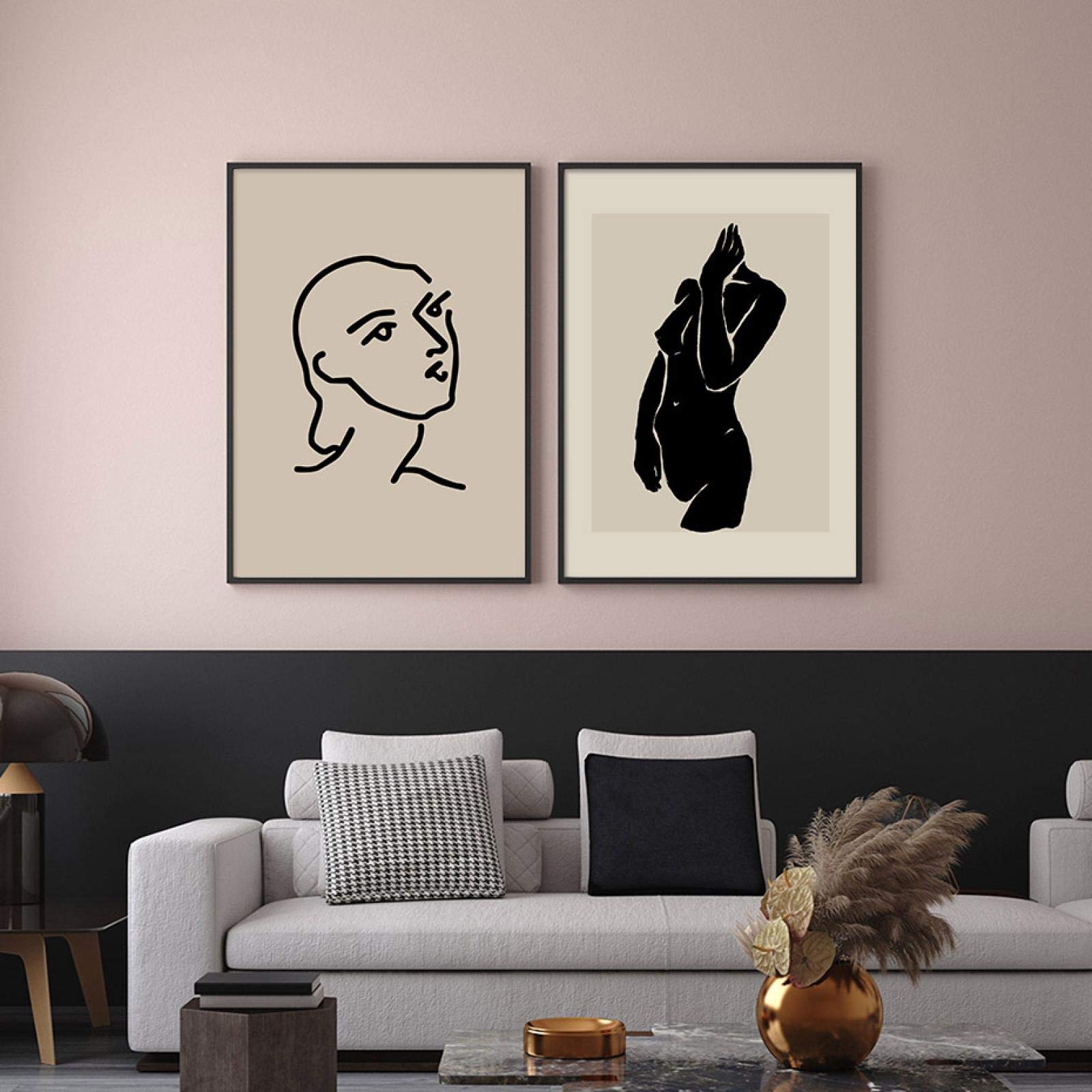 Tableau moderne bohème abstrait beige décoration murale chambre - 8