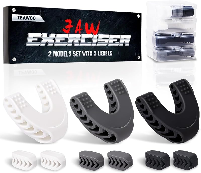Exercitador de mandíbula TEAWOO em silicone, conjunto com 9 peças