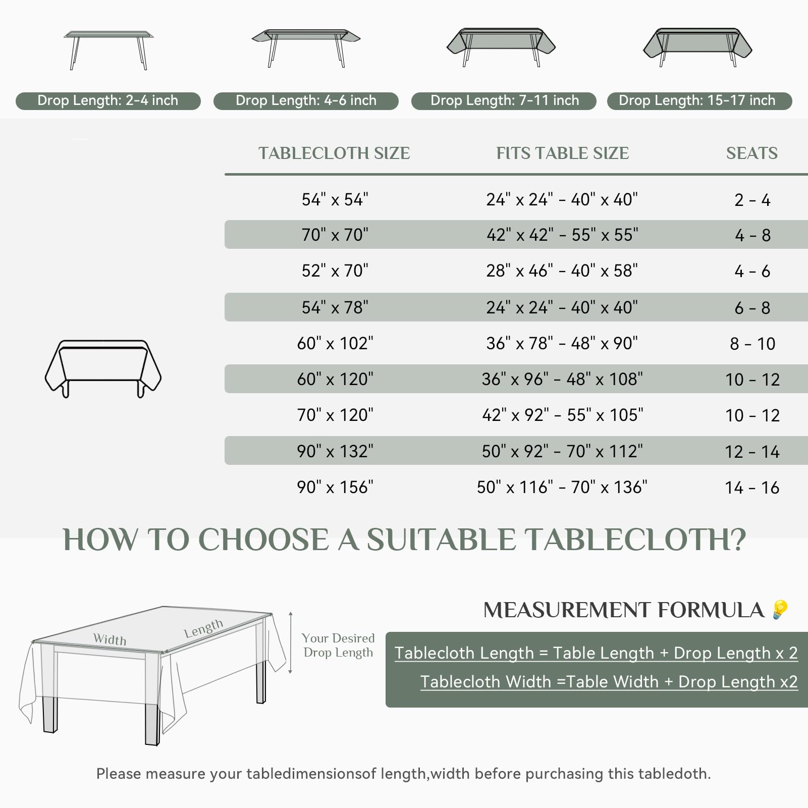 Softalker Nappe rectangulaire imperméable et résistante aux taches en tissu infroissable lavable en polyester 210 g/m² pour salle à manger, fête, buffet, mariage (228,6 x 396,2 cm, bleu clair)