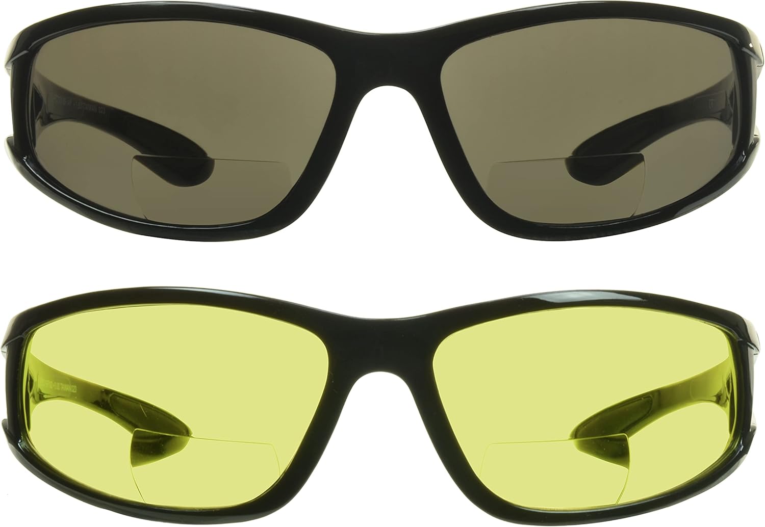 proSPORT Bifocal Sunglass Reader Night Yelow Blue Light Blocker Sport Wrap Side Shield