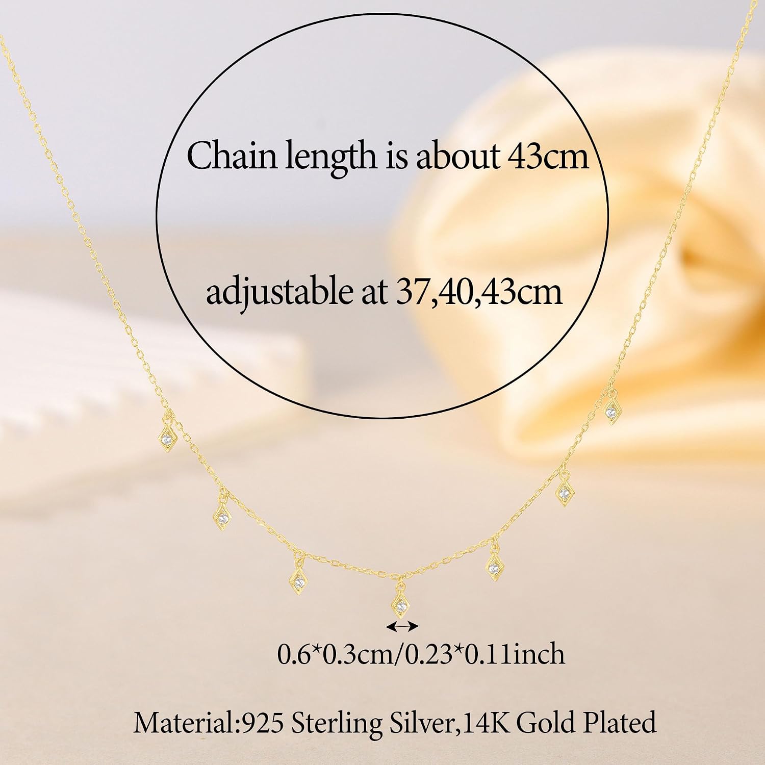 Graduation Gift Diamond Choker Necklaces for Women 925 Sterling Silver Dainty Cute Cubic Zirconia Pendant Necklace to Daughter Mom 14K Gold Plated Geometry Diamond Charm Chain Birthday Jewelry Gifts