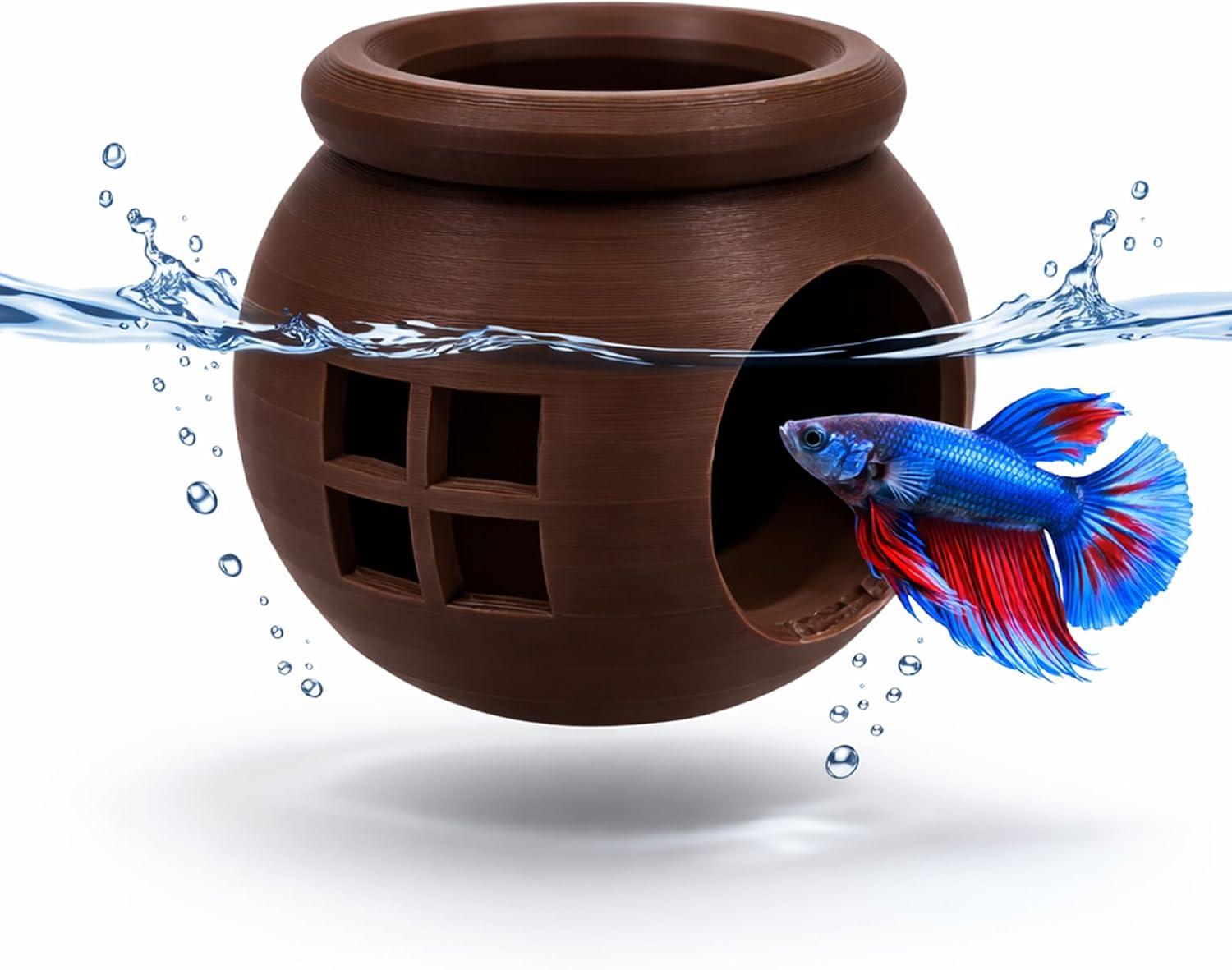 Floating Cozy Betta House, Natural Floating Betta Hide Out, Aquarium Hammock, Relaxing & Stress Relief, Suction Cup Included, 2.9" W x 2.6" H