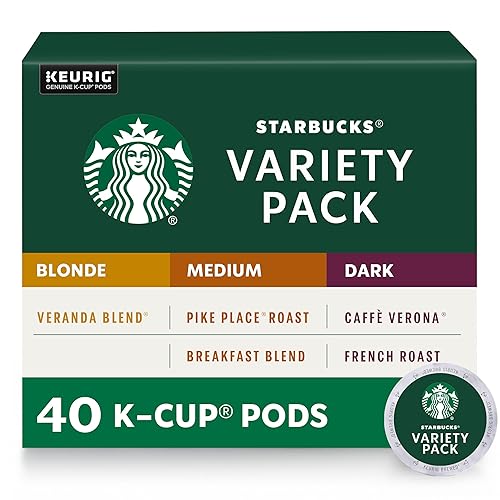 Starbucks K-Cup Coffee Pods—Starbucks Blonde, Medium & Dark Roast Coffee—Variety Pack for Keurig Brewers—100% Arabica—1 box (40 pods total) - Classic Mix (5 Roasts) - 40 Count (Pack of 1)