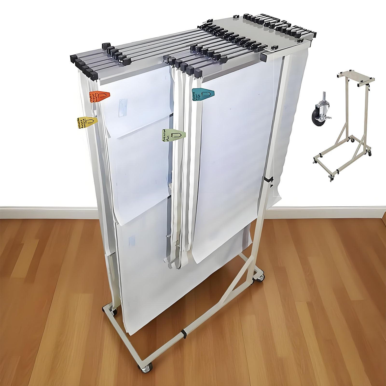 Mobile Stand Engineering Drawing Racks with Hangers and Clips A2clip-12PCS