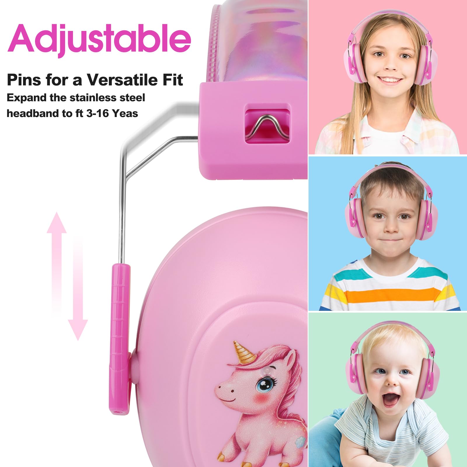 Floriogra Audífonos con cancelación de ruido para niños, SNR 29 dB, protección auditiva para fuegos artificiales, eventos, camión monstruo, para autismo, ayuda sensorial y concentración, protección